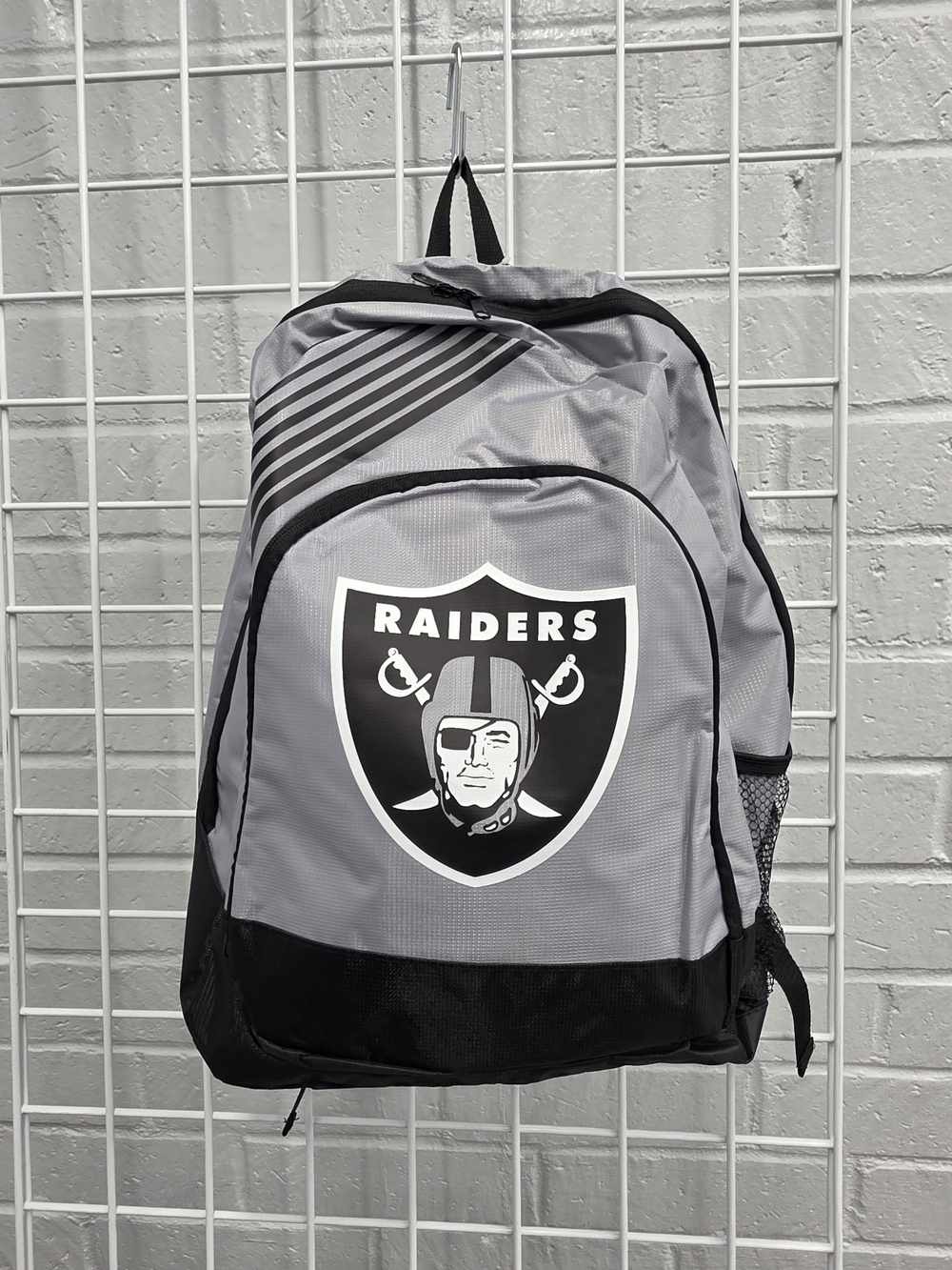 NFL Las Vegas Raiders Football Team Silver And Black Backpack.